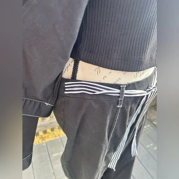 SET! MixIt Stretch Black Jacket & Wide Pants w/ Belt​​​ - Picture 5 of 11